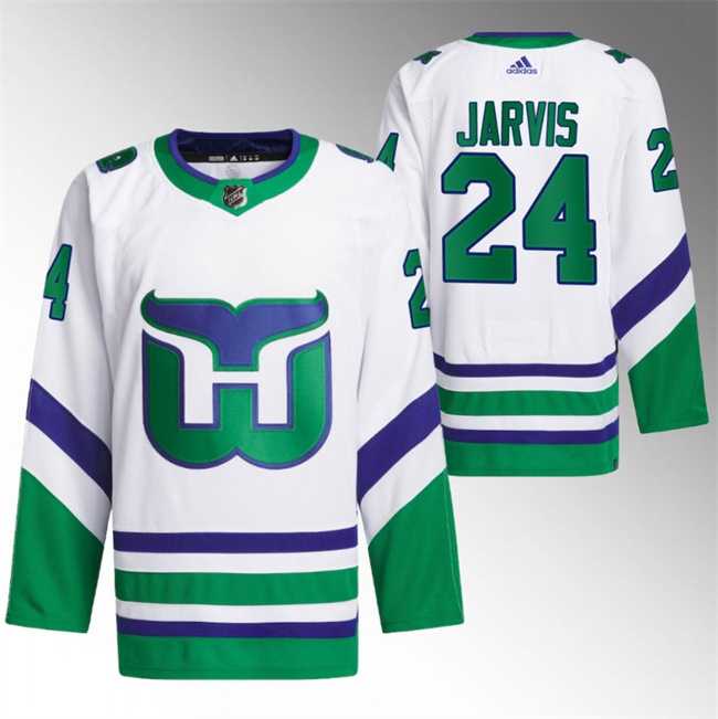 Mens Carolina Hurricanes #24 Seth Jarvis White Stitched Jersey Dzhi->->NHL Jersey